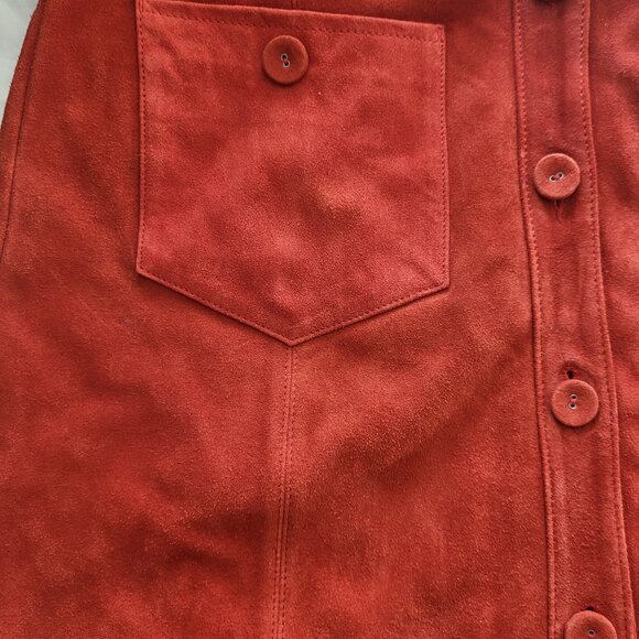 Topshop red orange leather skirt - Picture 2 of 7
